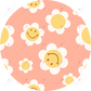 Smiley Face Flowers Car Coaster - Ready To Press Sublimation Transfer Print Sublimation