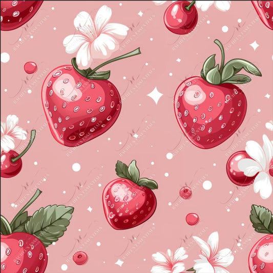Strawberries And Cherries - Ready To Press Sublimation Transfer Print Seamless Sublimation