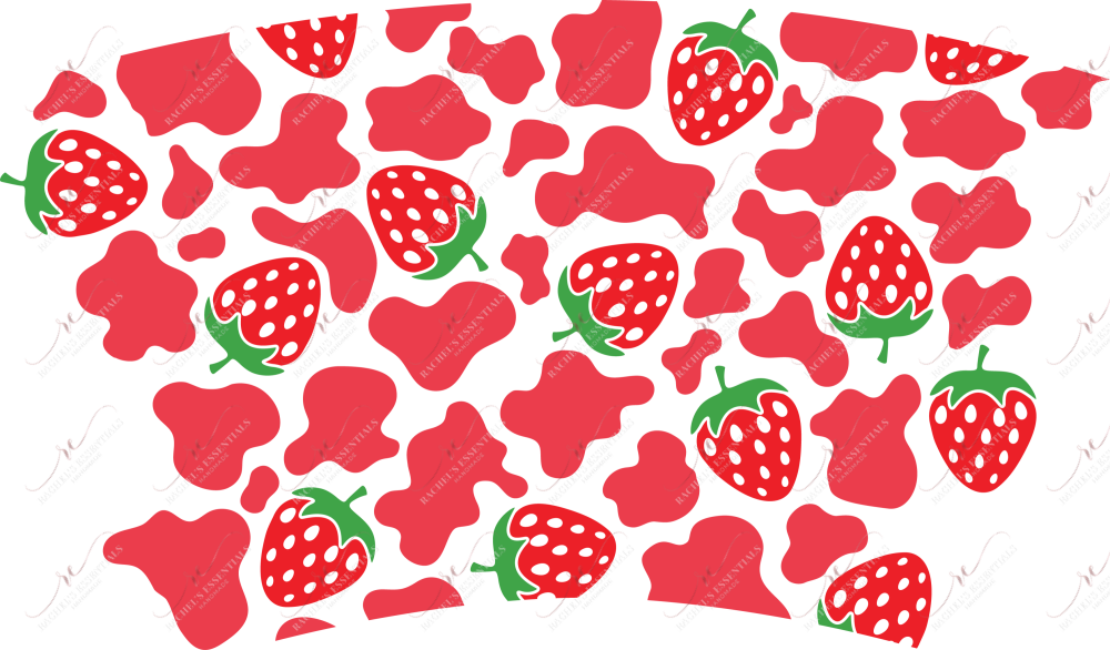 Strawberry Cow Print No Hole - Cold Cup Wrap Cold
