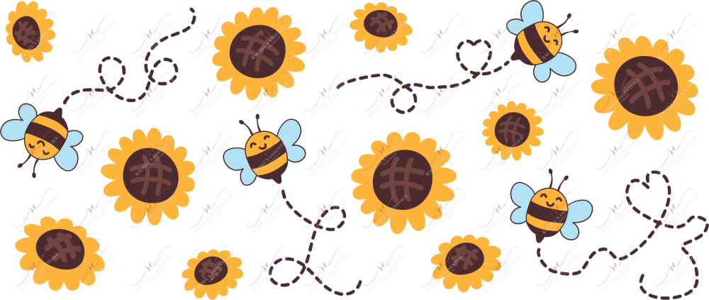 Bees And Sunflowers - 16Oz Glass Can Wrap Sublimation