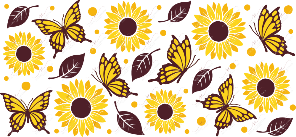 Butterflies And Sunflowers - 16Oz Glass Can Wrap Sublimation