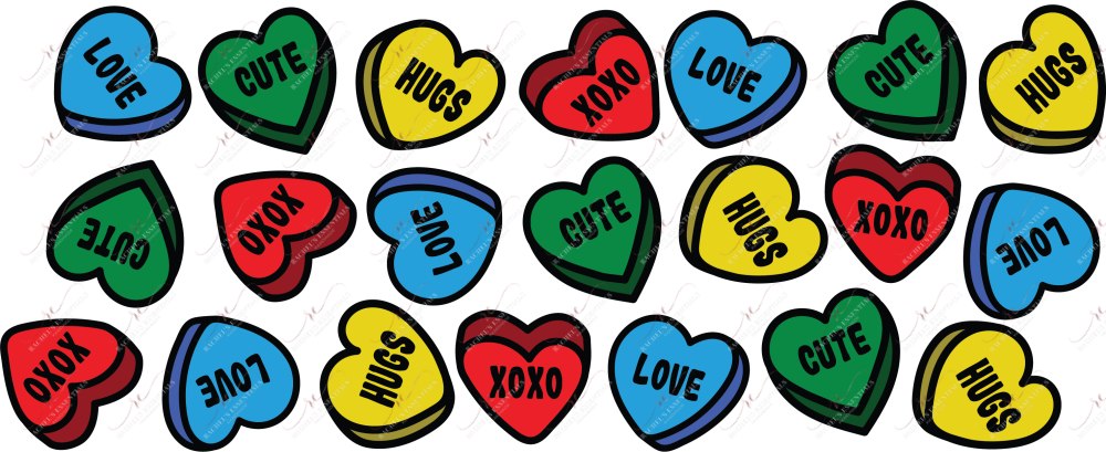 Conversation Hearts - 16Oz Glass Can Wrap Sublimation