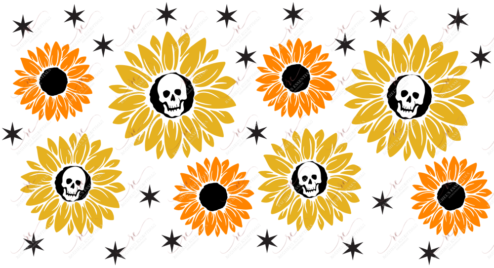 Skull Sunflowers - 16Oz Glass Can Wrap Sublimation