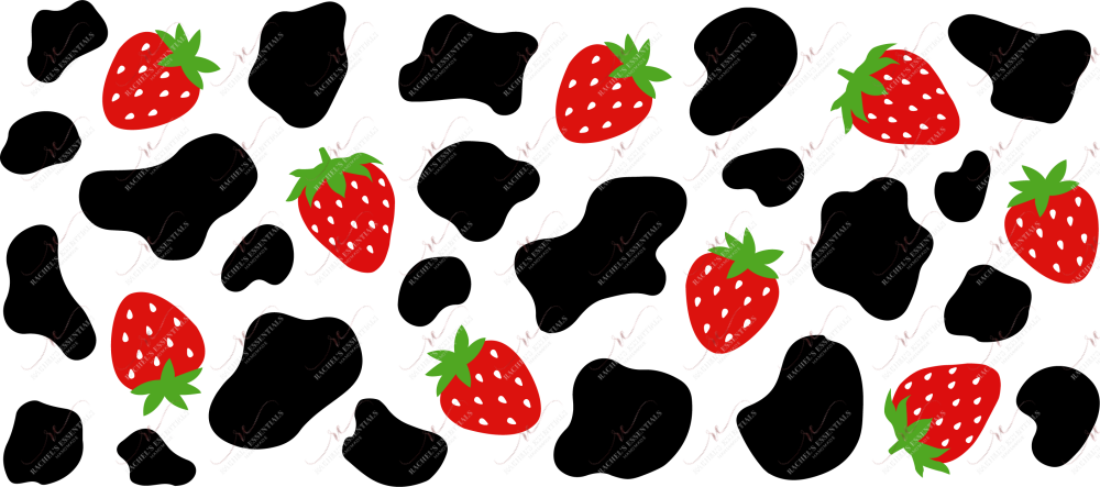 Sublimation Strawberry Cow- 16Oz Glass Can Wrap