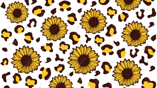 Sunflower Leopard Print - 16Oz Glass Can Wrap Sublimation