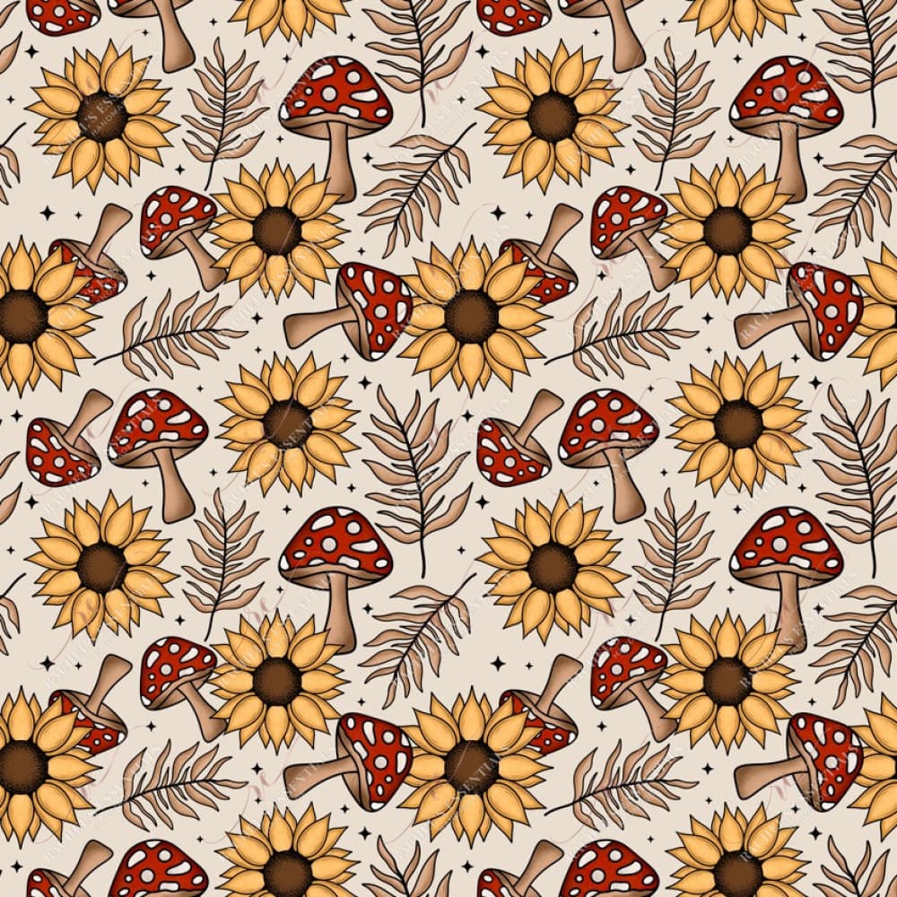 Sunflower Shrooms - Ready To Press Sublimation Transfer Print Seamless 12/23 Sublimation