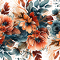 Vintage Floral Orange & Teal- Ready To Press Sublimation Transfer Print Sublimation